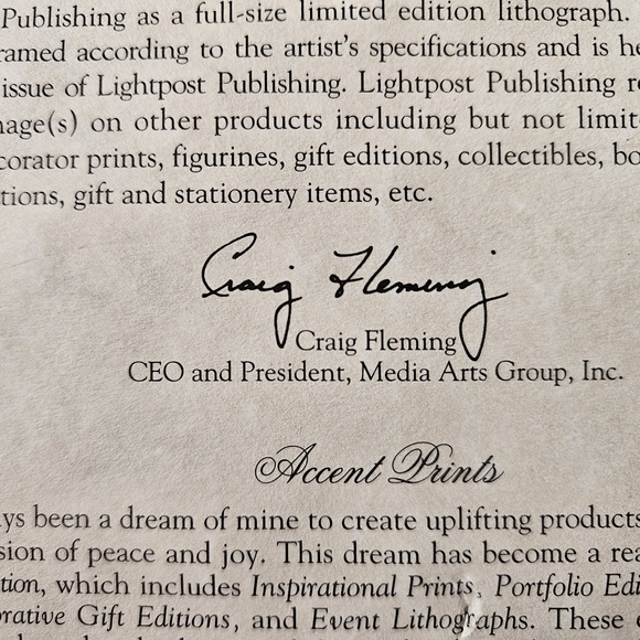 Thomas Kinkade 1998 Framed Autumn Gate & Beyond With Certificate Of Authenticity - Picture 10 of 11